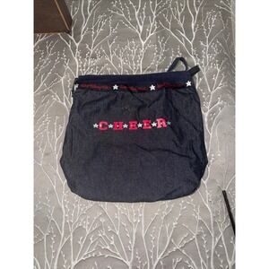 Walt‎ Disney World Cheer Denim Drawstring Backpack Blue Pink Stars Rhinestone